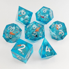 7pcs Resin Decal Quicksand Runner Polyhedral Dice Set For Tabletop Games