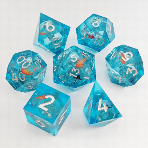 7pcs Resin Decal Quicksand Runner Polyhedral Dice Set For Tabletop Games