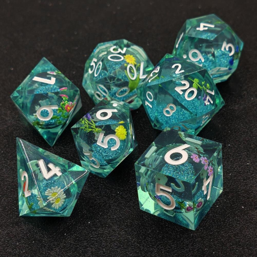 7pcs Resin Decal Quicksand Runner Polyhedral Dice Set For Tabletop Games 1