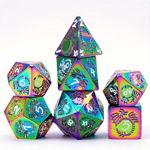 7pcs Metal Solid Polyhedral Dices For Role Playing Board Games Halloween And Christmas Gift