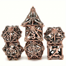 7pcs Hollow Vintage Flower Metal Dice Set Polyhedral Dice Set For Board Game