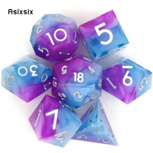 7pcs Pink And Number Sharp Edge Resin Polyhedral Dices Suitable For Role Playing Board Game