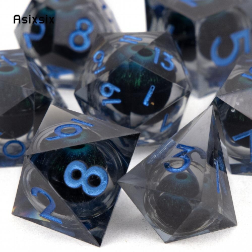 7pcs Resin Flowing Eyes Number Sharp Edge Polyhedral Dice Set Suitable For Board Game 1