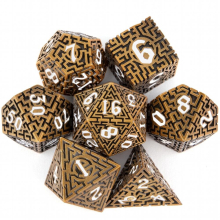 7pcs Copper Metal Dices Maze Hollow Metal Polyhedral Dice Set Suitable For Role Playing Board Game