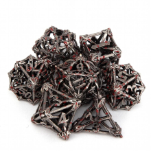 7pcs Silvery Red Leaf Flower Metal Dices Hollow Metal Polyhedral Dice Set Suitable For Role Playing Board Game