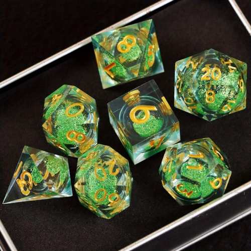 Hand Resin Dice 7 Sets Box Sharp Dice Game Accessories Polyhedron Worker Making Board Game Coc Runner Dice Set