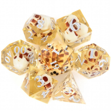 7pcs Yellow Skull Resin Number Sharp Edge Polyhedral Dices Suitable For Role Playing Board Game