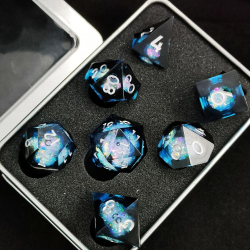 Hand Resin Dice 7 Sets Box Sharp Dice Game Accessories Polyhedron Worker Making Board Game Coc Runner Dice Set 1