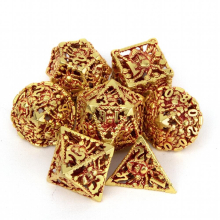 7pcs Golden Red Octopus Metal Dices Hollow Metal Polyhedral Dice Set Suitable For Role Playing Board Game