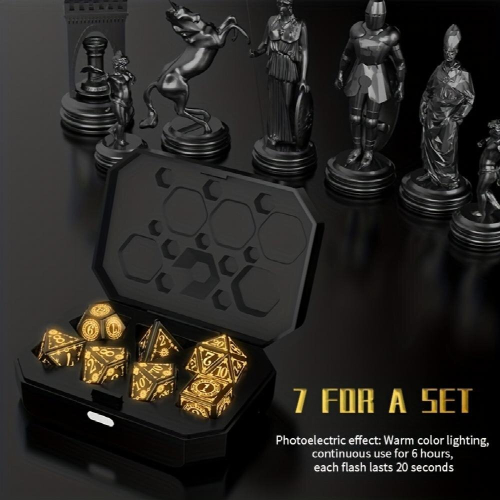 7pcs Creative Faced Dice Led Give Out Light Dice Game Level Up Your Game Night 2