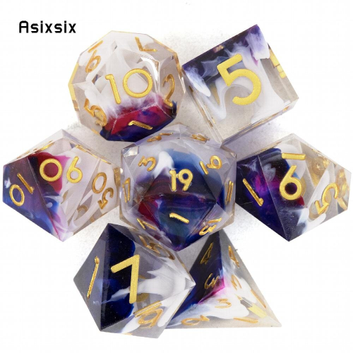 7pcs And Golden Number Sharp Edge Resin Polyhedral Dices Suitable For Role Playing Board Game 2