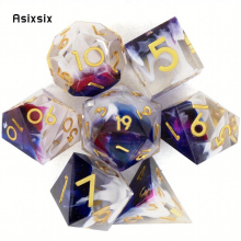 7pcs And Golden Number Sharp Edge Resin Polyhedral Dices Suitable For Role Playing Board Game