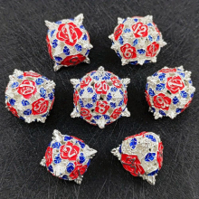7Pc Rose Flower Metal Hollow Dice Set Large Polyhedral Dice Set Role Play Dice Tabletop Game Dice Board Game Accessories 6 Sided