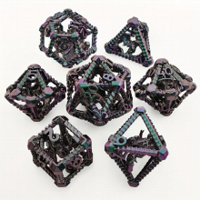 7pcs set Purple Gradient Green Skeleton Welding Dragon Hollow Number Dice Set For Role Playing Game