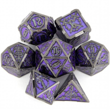 7pcs Purple Silvery Double Swords Metal Solid Polyhedral Dice Set Suitable For Role Playing Board Game