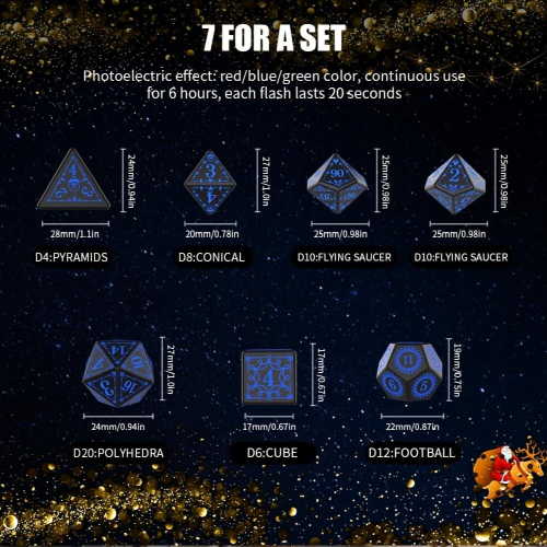 7pcs Rechargeable LED Dice Set Breathing Light Dice For Board Game Accessories 2