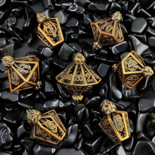 7pcs Large Polyhedral Metal Hollow Dice Set Perfect for RPG Tabletop & Board Games