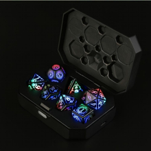 7pcs set Rechargeable Luminous LED Metal Flashy Dices Shake To Glowing Dice For Role Playing Tabletop Games