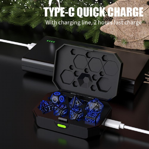 7pcs Rechargeable LED Dice Set Breathing Light Dice For Board Game Accessories