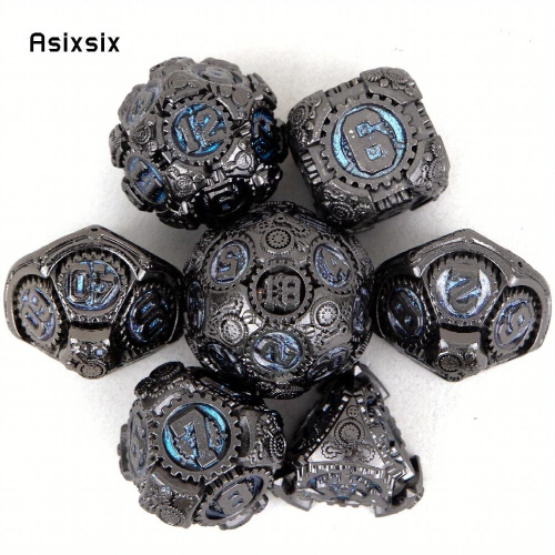 7pcs And Gear Wheel Solid Metal Polyhedral Dice Set Suitable For Role Playing Board Game 2