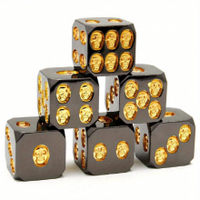 D6 Metal Dice Game 6 Skeleton Dice Inlay Velvet Bronze