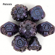 7pcs Purple And Gear Wheel Solid Metal Polyhedral Dice Set Suitable For Role Playing Board Game