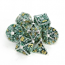 7pcs Silvery Green Octopus Hollow Metal Polyhedral Dice Set Suitable For Role Playing Board Game