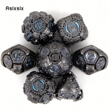 7pcs And Gear Wheel Solid Metal Polyhedral Dice Set Suitable For Role Playing Board Game