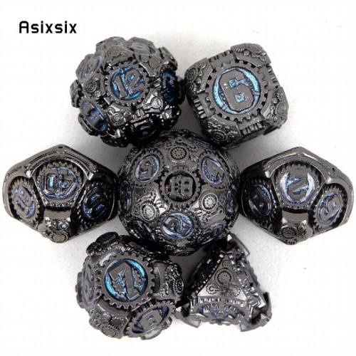 7pcs And Gear Wheel Solid Metal Polyhedral Dice Set Suitable For Role Playing Board Game