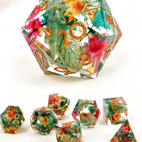 7pcs Resin Sharp Edge Polyhedral Dice Set For Board Games