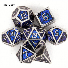 7pcs Silvery Standard Solid Metal Polyhedral Dice Set Suitable For Role Playing Board Game