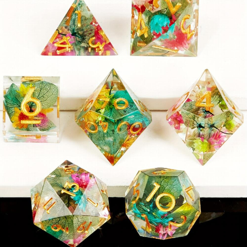 7pcs Resin Sharp Edge Polyhedral Dice Set For Board Games 1