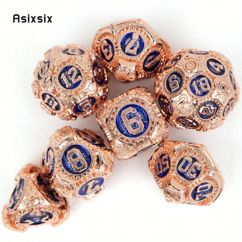 7pcs Red And Gear Wheel Solid Metal Polyhedral Dice Set Suitable For Role Playing Board Game 1