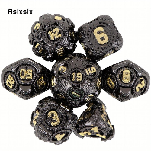7pcs Gear Wheel Solid Metal Polyhedral Dice Set Suitable For Role Playing Board Game