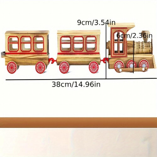 Stall Wooden Train Toy Simulation Three Section Toy Train Hot Solid Wood Train Model Toy 2