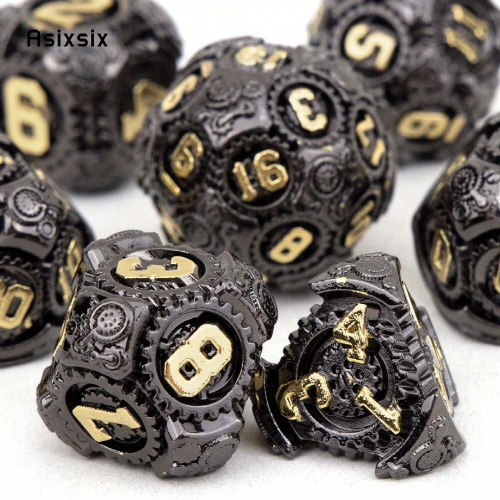 7pcs Gear Wheel Solid Metal Polyhedral Dice Set Suitable For Role Playing Board Game 1