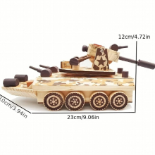 Wooden Mold Musical Toy Gift Camouflage Armored Car Wood Simulation Military Toy