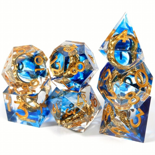 7pcs Sharp Edge Ring Quicksand Eyeball Polyhedral Dice Set Perfect For Cosplay Large Board Games 2