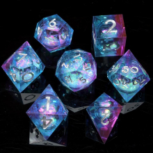7pcs Liquid Core Quicksand Polyhedral Sharp Edge Dice Set For Cosplay Board Game Halloween And Christmas Gift