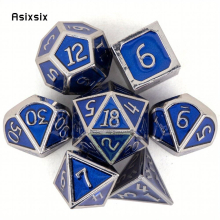 7pcs Silvery Standard Metal Dices Solid Metal Polyhedral Dice Set Suitable For Role Playing Board Game
