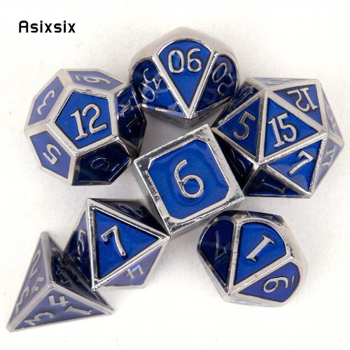 7pcs Silvery Standard Metal Dices Solid Metal Polyhedral Dice Set Suitable For Role Playing Board Game 1