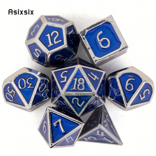 7pcs Silvery Standard Metal Dices Solid Metal Polyhedral Dice Set Suitable For Role Playing Board Game 2