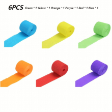 6pcs ribbon Crepe Paper 6 Colors 10 Meters roll Suitable For Rainbow Parties Holiday Decorations Birthday Weddings Christmas Year Halloween Thanksgivi