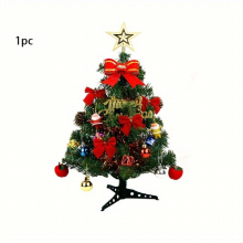 Christmas Tree Set Table Top Artificial Christmas Trees With Lights Tree Topper Ornaments And Red Berries Christmas Decorations