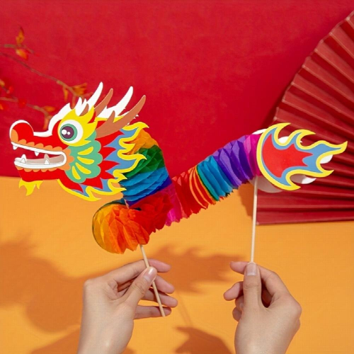 8pcs set DIY Materials Paper Dragon Creative Dragon Dance Materials Package