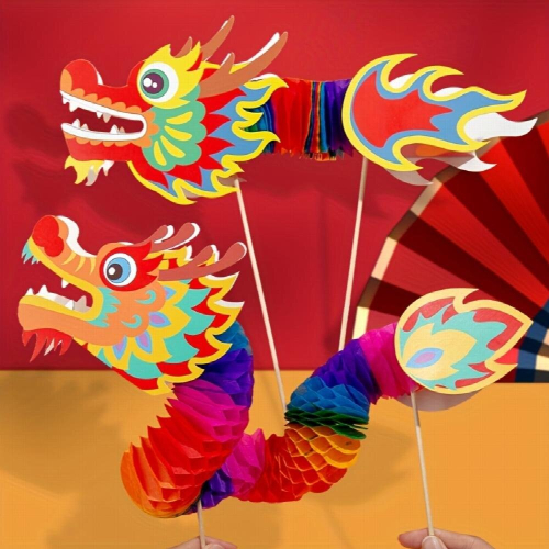 8pcs set DIY Materials Paper Dragon Creative Dragon Dance Materials Package 1