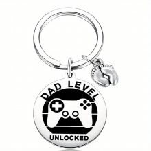 1pc Expecting Dad First Time Fathers Daddy To Be Soon To Be Dad Announce Pregnancy Dad Unlocked Key Chain With Baby Footprint Charm For Father Christ