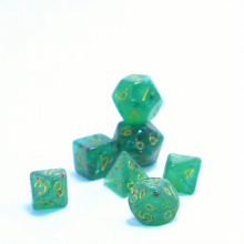 7pcs set Mini Dice Game Dice Acrylic Polyhedral Monochrome Green With Glitter Dice Set For Role Play Large Tabletop Game