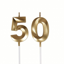 Golden Number 50th Birthday Candle Cake Decoration Used For Birthday Party Decoration Baking Dessert Candle Plug in Set