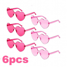6pcs Rimless Sunglasses Heart Shaped Frameless Glasses Transparent Candy Eyewear For Party Favor